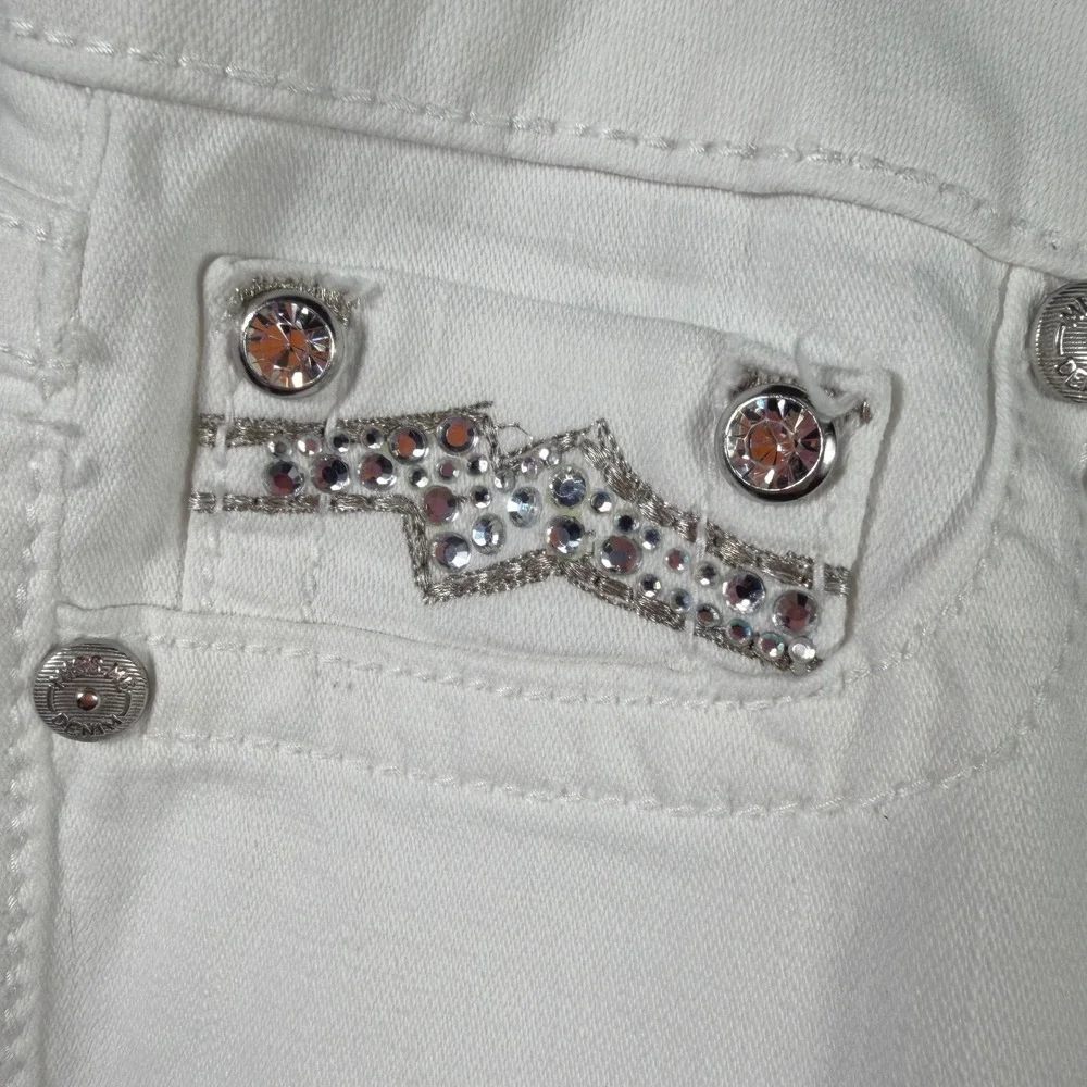 Miss Me Womens White Bootcut Jeans Rhinestone Embellished Y2K Denim Size 29